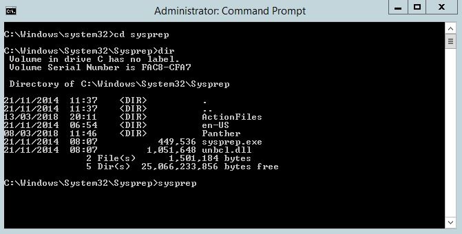 Command Prompt Using sysprep